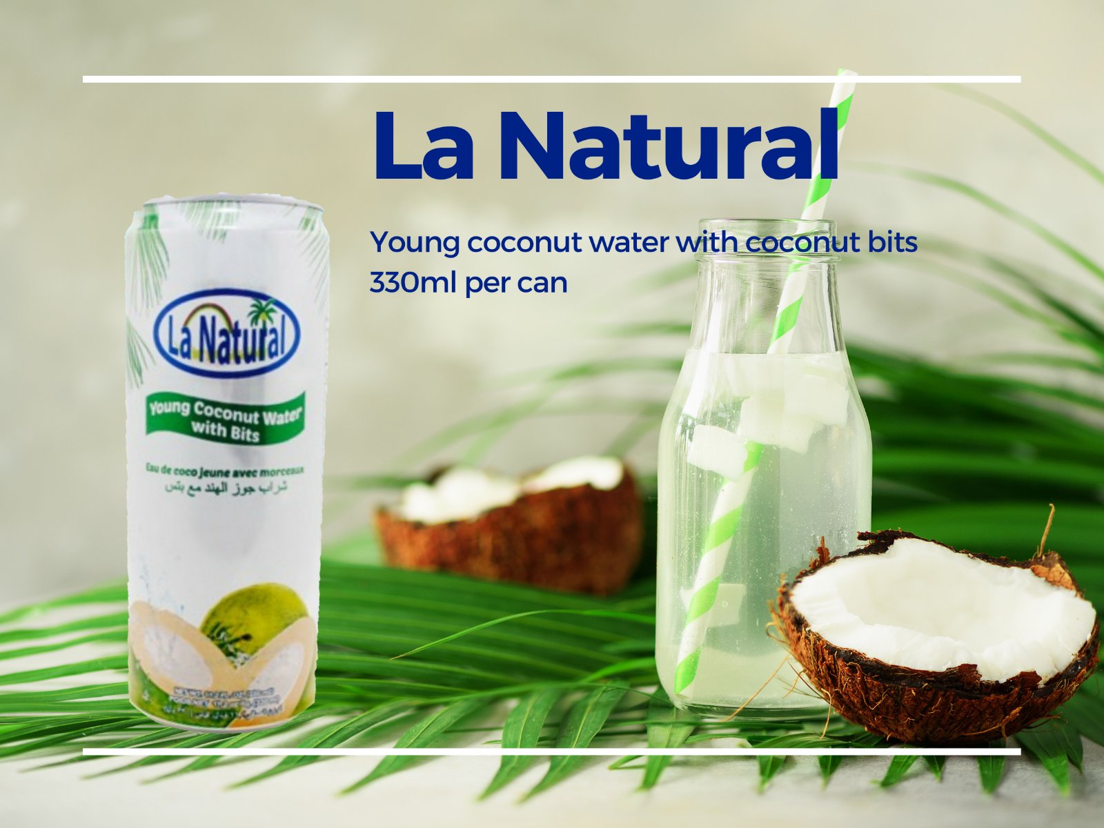 La Natural Coconut Juice with Bits in Aluminum Can 330ml